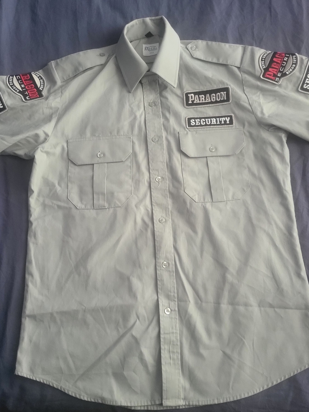 PARAGON Light Gray Short-Sleeve Security Button-Down Shirt